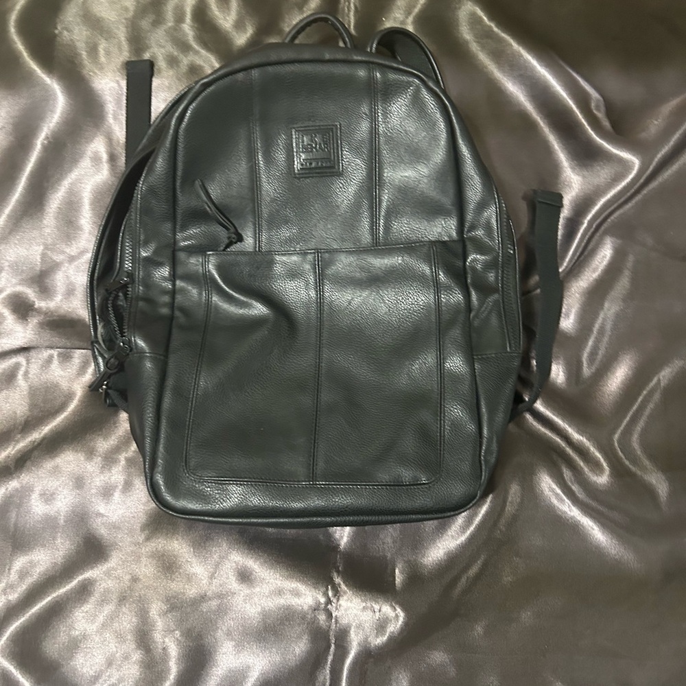 Ike Behar Black Vegan Leather Backpack -Unisex